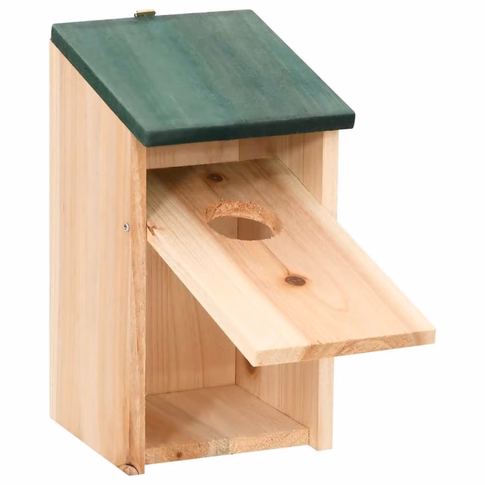 Berkfield Home Set of 8 Rustic Wooden Hanging Bird Houses in Beige, W/D/H: 12 x 12 x 22 cm – 2
