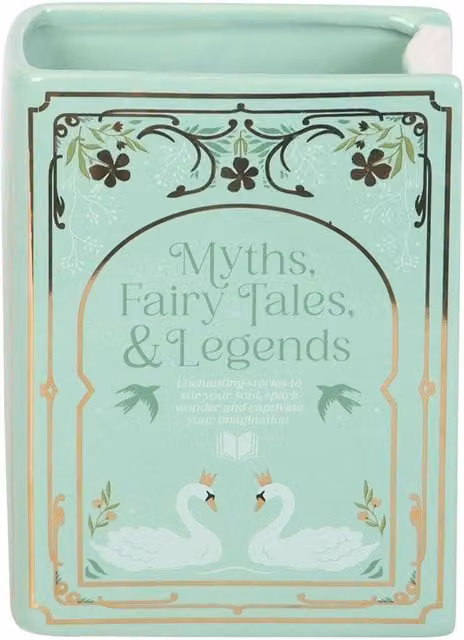 Something Different Myths Fairy Tales & Legends Ceramic Book Vase in Green, H 14.7 cm x W 11.1 cm x D 6.5 cm