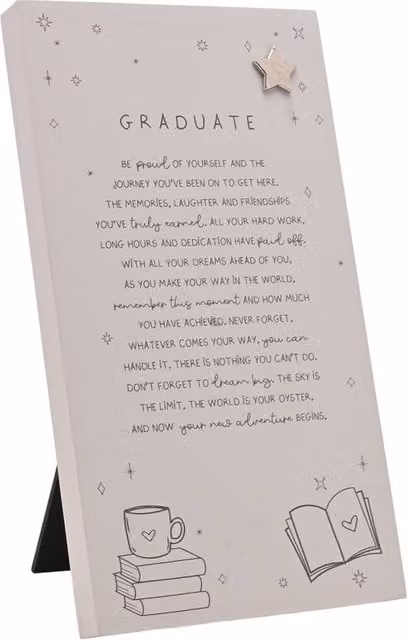 Moments Grey and White Standing Verse Graduation Plaque
