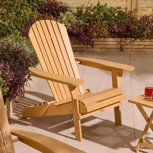 Rowlinson Sandown Folding Adirondack Chair in Sand Treated Hardwood – 1