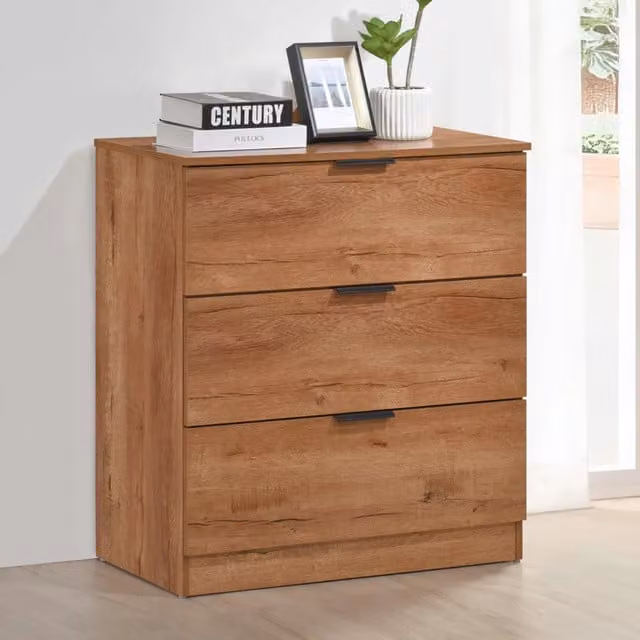 Swish Furniture Richmond Oak Chest of 3 Drawers in Brown