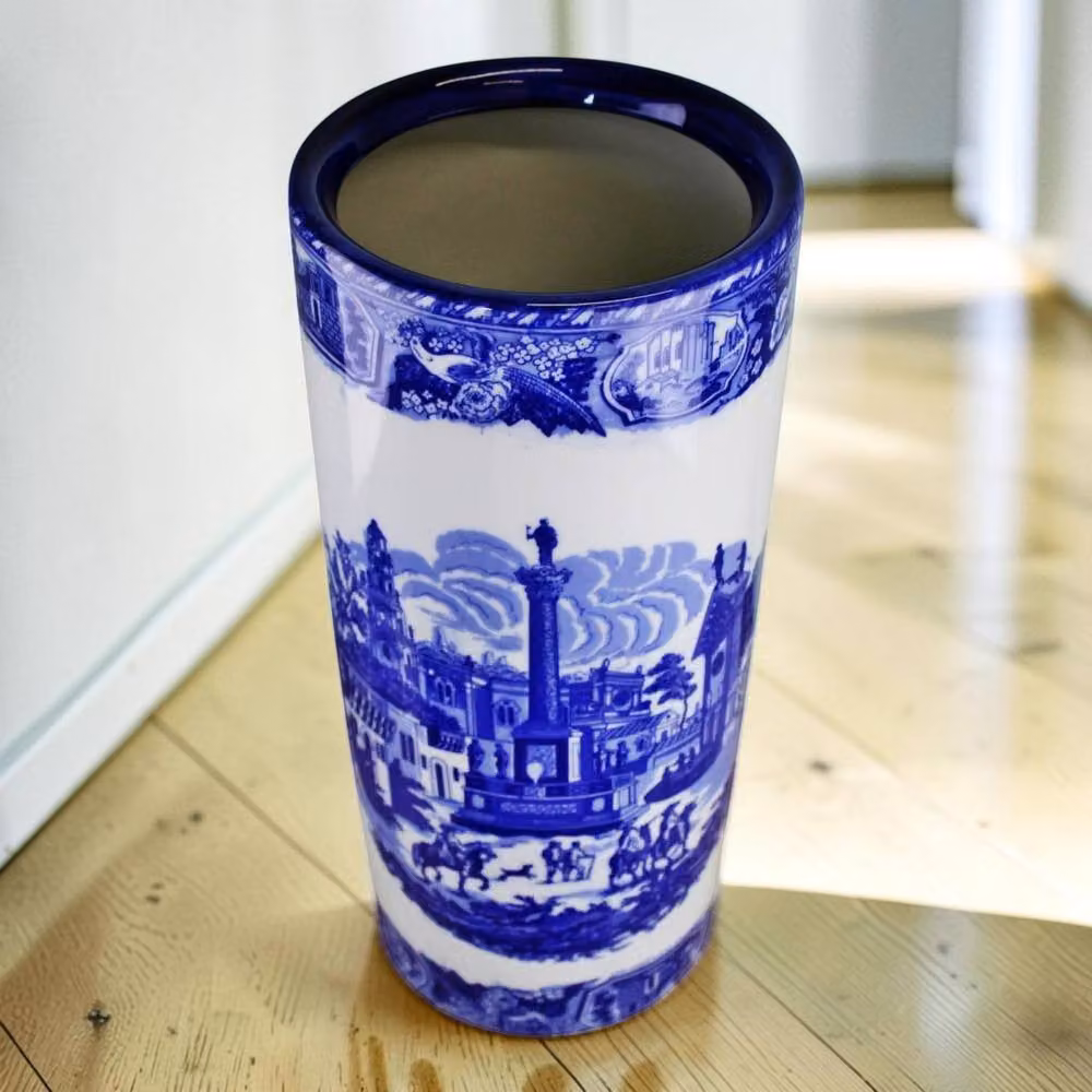 Four Candle Blue and White Townscape Ceramic Decorative Umbrella Stand, H: 59.0 cm, W: 38.0 cm, D: 32.0 cm – 2