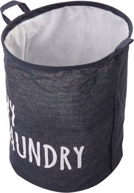 Livingandhome Blue Cotton Fabric Linen Laundry Hamper with Handles