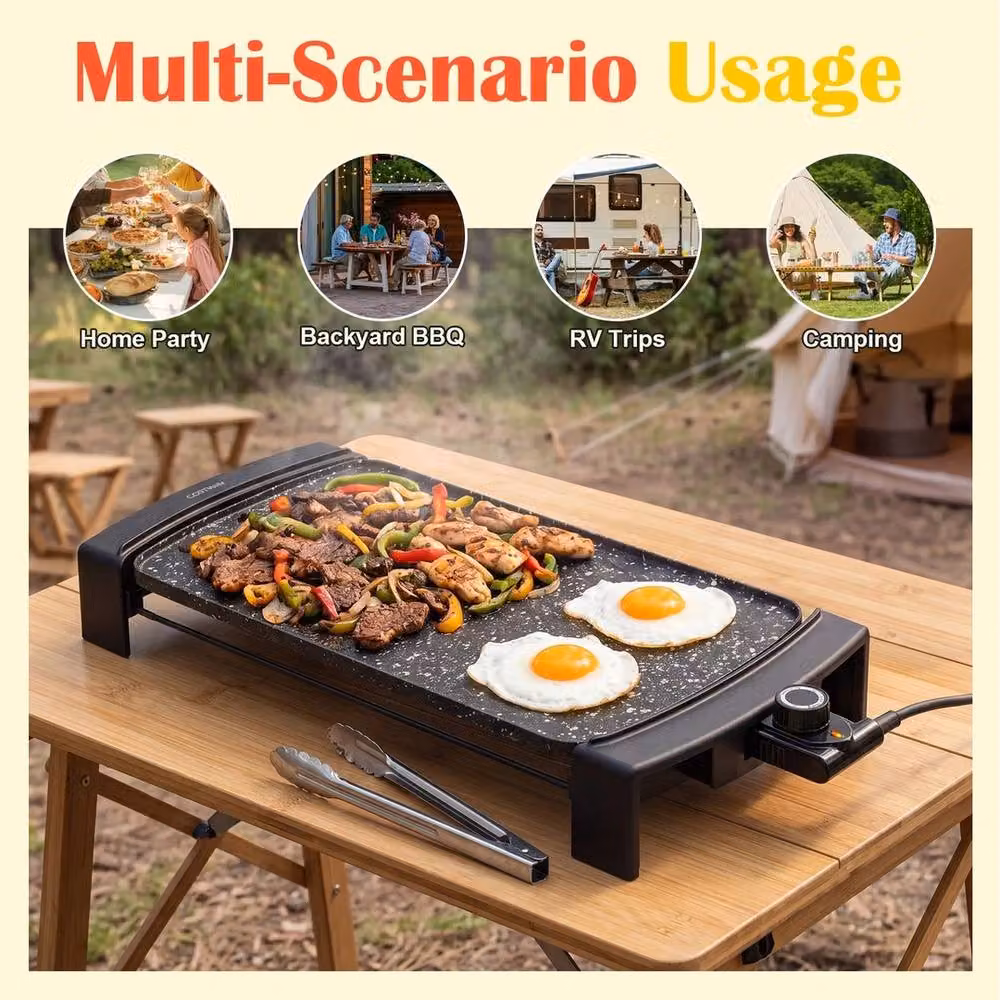 Ventryn Adjustable Temperature Electric Griddle in Black – 4
