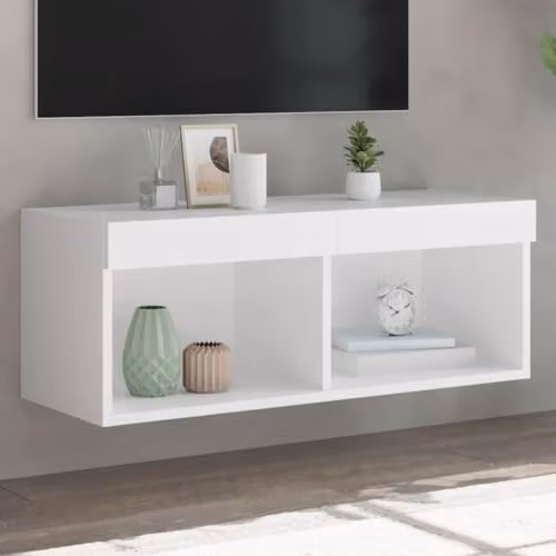 vidaXL Modern White TV Cabinet with LED Lights W/D/H: 80 x 30 x 30 cm – 2