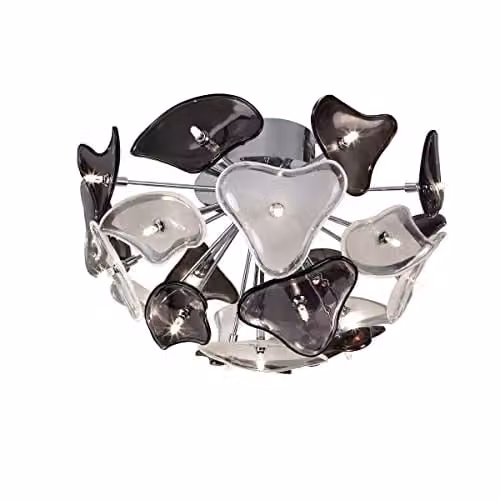 Netlighting Otto Ceiling Light in Chrome and Grey with Black Glass, G4 – 1