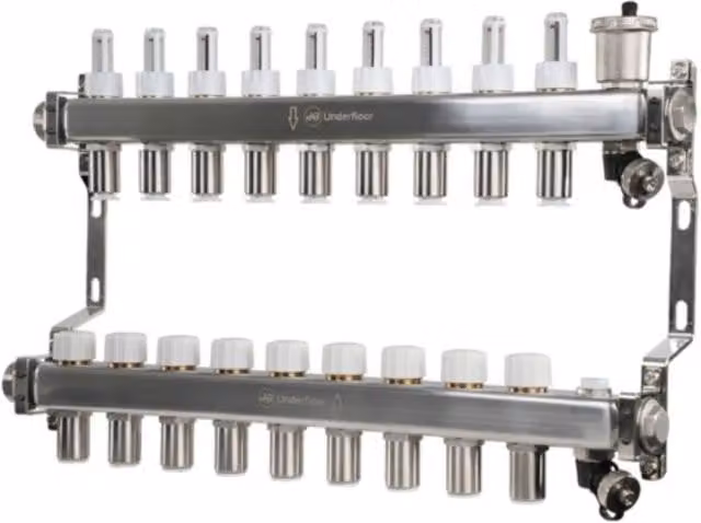 John Guest Speedfit 15mm 9 Port Underfloor Heating Manifold, Grey, JGUFHMAN9/4