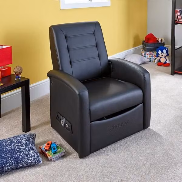X Rocker Premier Jr Ottoman Gaming Armchair with 2.1 Audio and Storage in Black