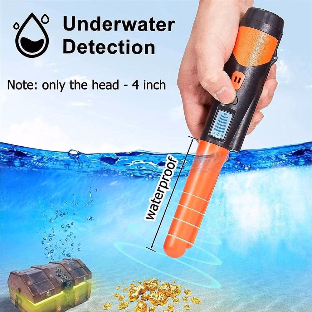 VOGREX Waterproof Handheld Metal Detector Pinpointer Gold Search Probe in Orange and Multicolour – 3