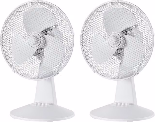 Igenix 12 Inch White Desk Fan Pack of 2 with Oscillation