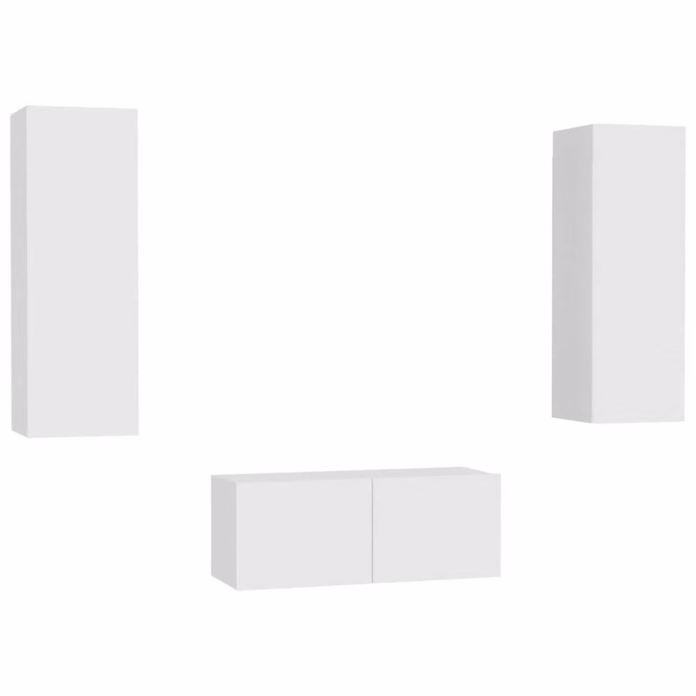 Berkfield Home 3 Piece White Engineered Wood TV Cabinet Set with Media Compartments – 2