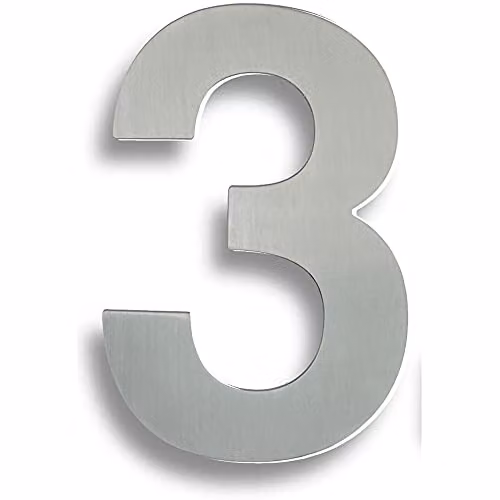 Loops Satin Stainless Steel Front Door Numeral 3 in Silver