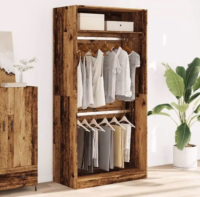 Berkfield Home Old Wood Wardrobe in Brown, W/D/H: 100 x 50 x 200 cm