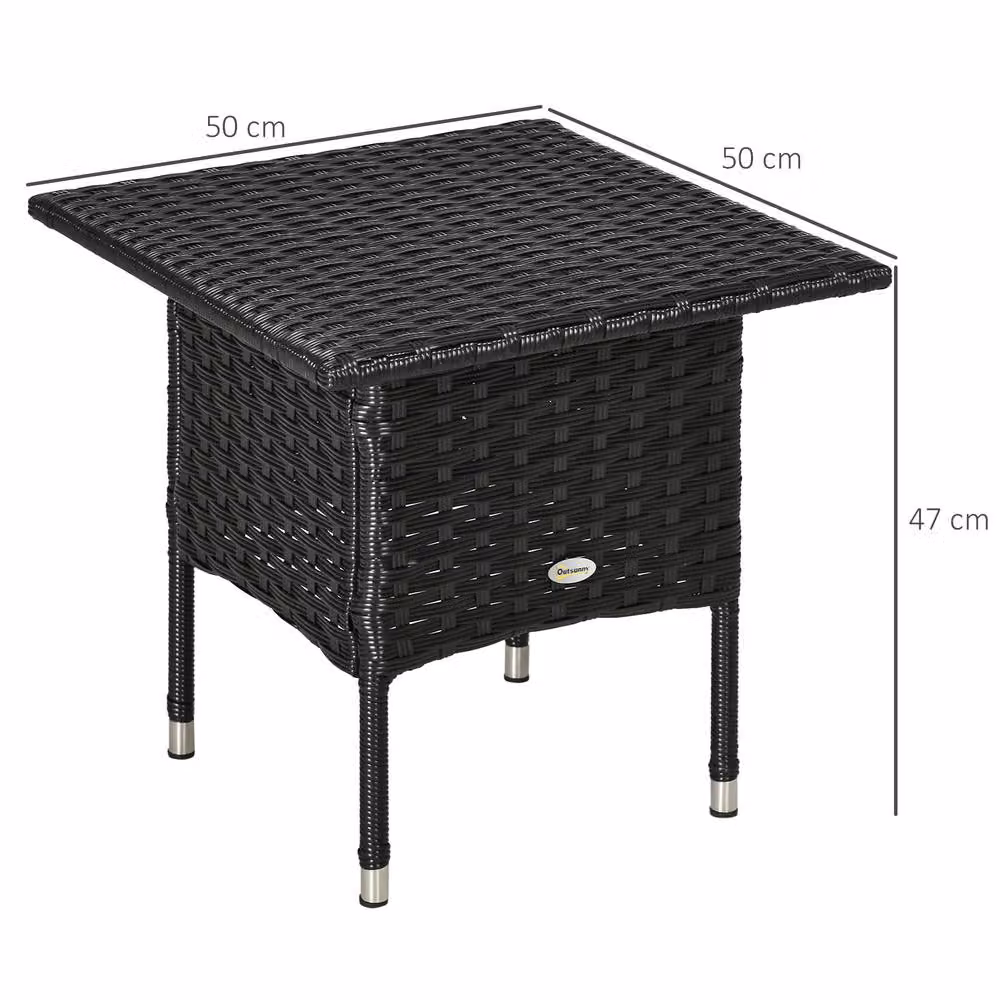 ERGOVEXA Black Rattan Side Table with Matt Metal Frame – 2
