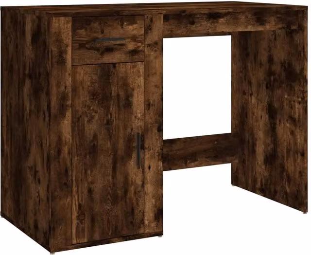 Berkfield Home Computer Desk in Smoked Oak Brown, W/D/H: 100 x 49 x 75 cm
