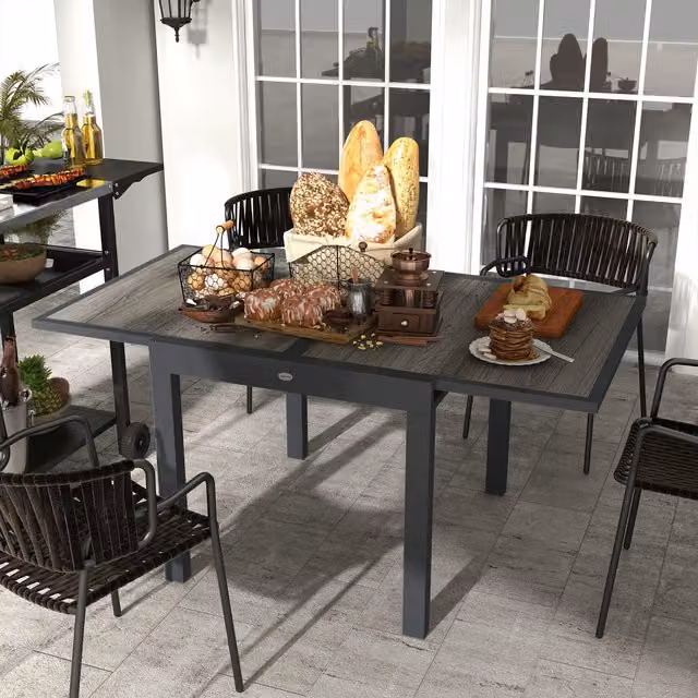 Outsunny Extendable Modern Outdoor Dining Garden Table in Grey