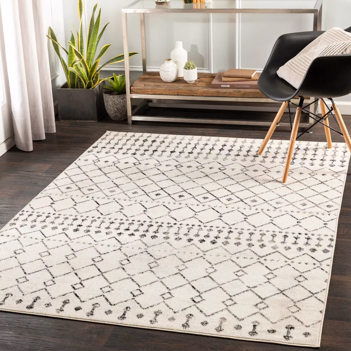 Livabliss Pisa Geometric Machine Woven Rug in Black, White and Grey, W: 200 cm, D: 275 cm – 7