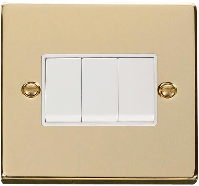 SE HOME Two Way Flush Light Switch in Gold Brass and White