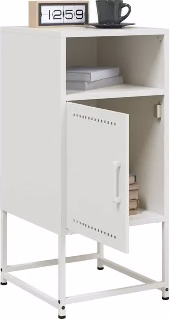 Berkfield Home Durable Metal Bedside Cabinets, 2 Pack, White, W/D/H: 36 x 39 x 78 cm