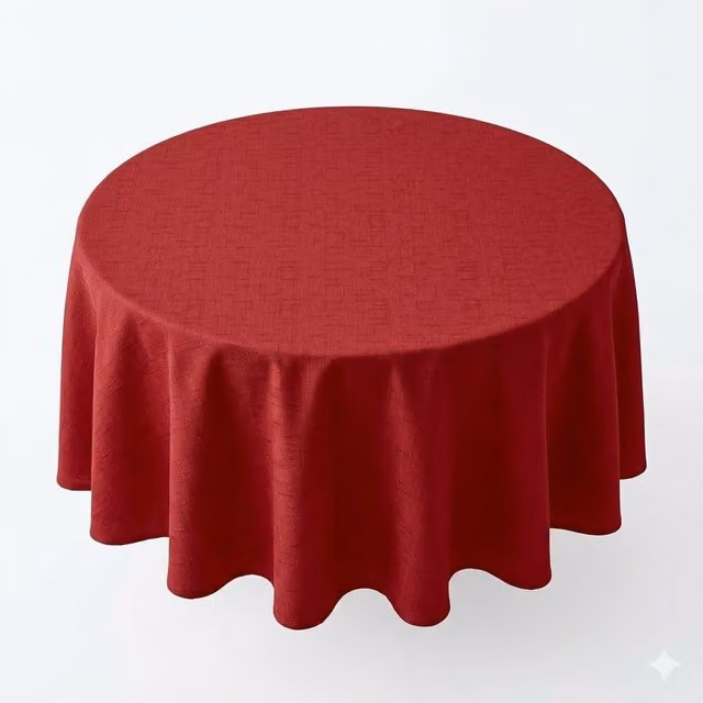 Luxury Living Red Round Linen-Look Tablecloth, Diameter: 85 cm