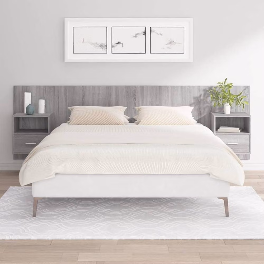 Berkfield Home Classic Bed Headboard with Integrated Nightstands in Grey Sonoma Engineered Wood, W: 160 cm, H: 80 cm, D: 32.5 cm – 2