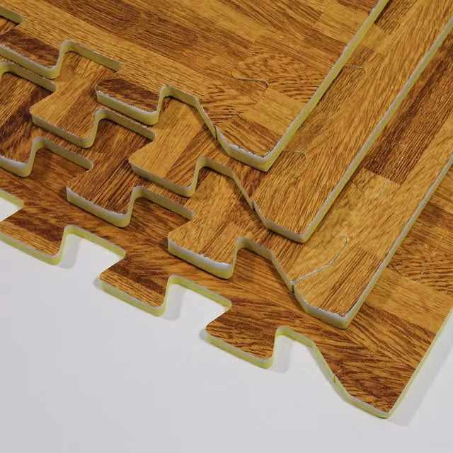Actiasmat Plank EVA Foam Floor Play Mat Tiles in Beige and Brown