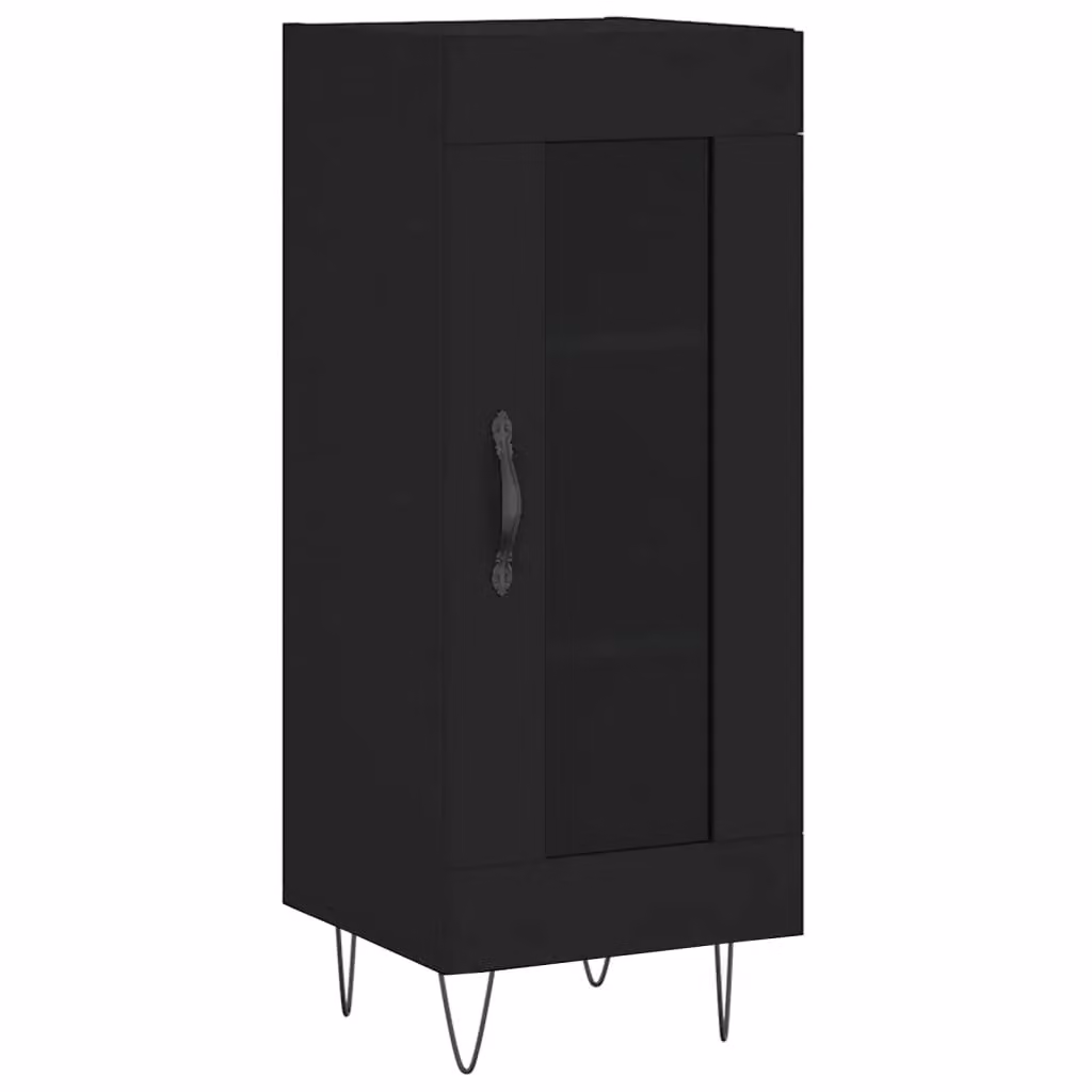 Berkfield Home Black Matt Sideboard with Glass W/D/H: 34.5 x 34.5 x 90 cm – 2
