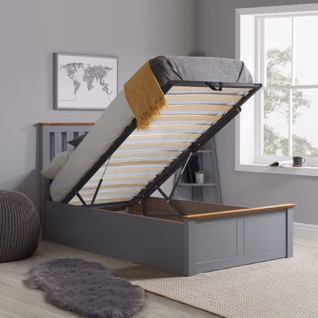Birlea Phoenix Single Storage Ottoman Bed in Grey