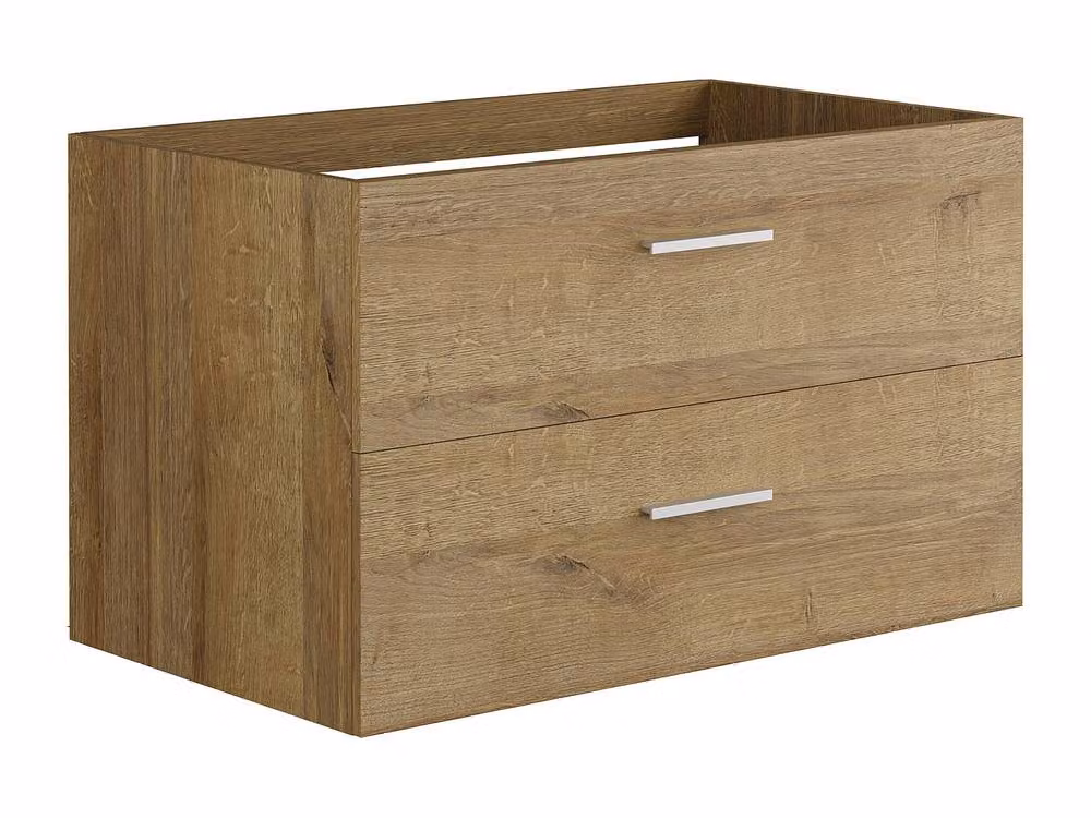 Vente-unique KAYLA Wall-Mounted Basin Unit in Light Oak, W: 80 cm, D: 45 cm, H: 47 cm – 2