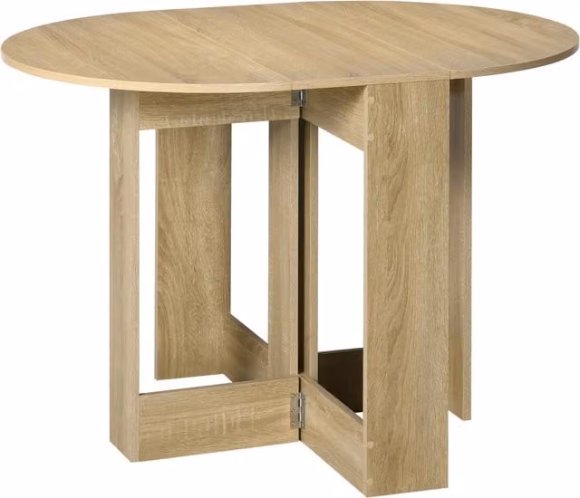 HOMCOM Modern Oak Drop Leaf Folding Dining Table in Brown