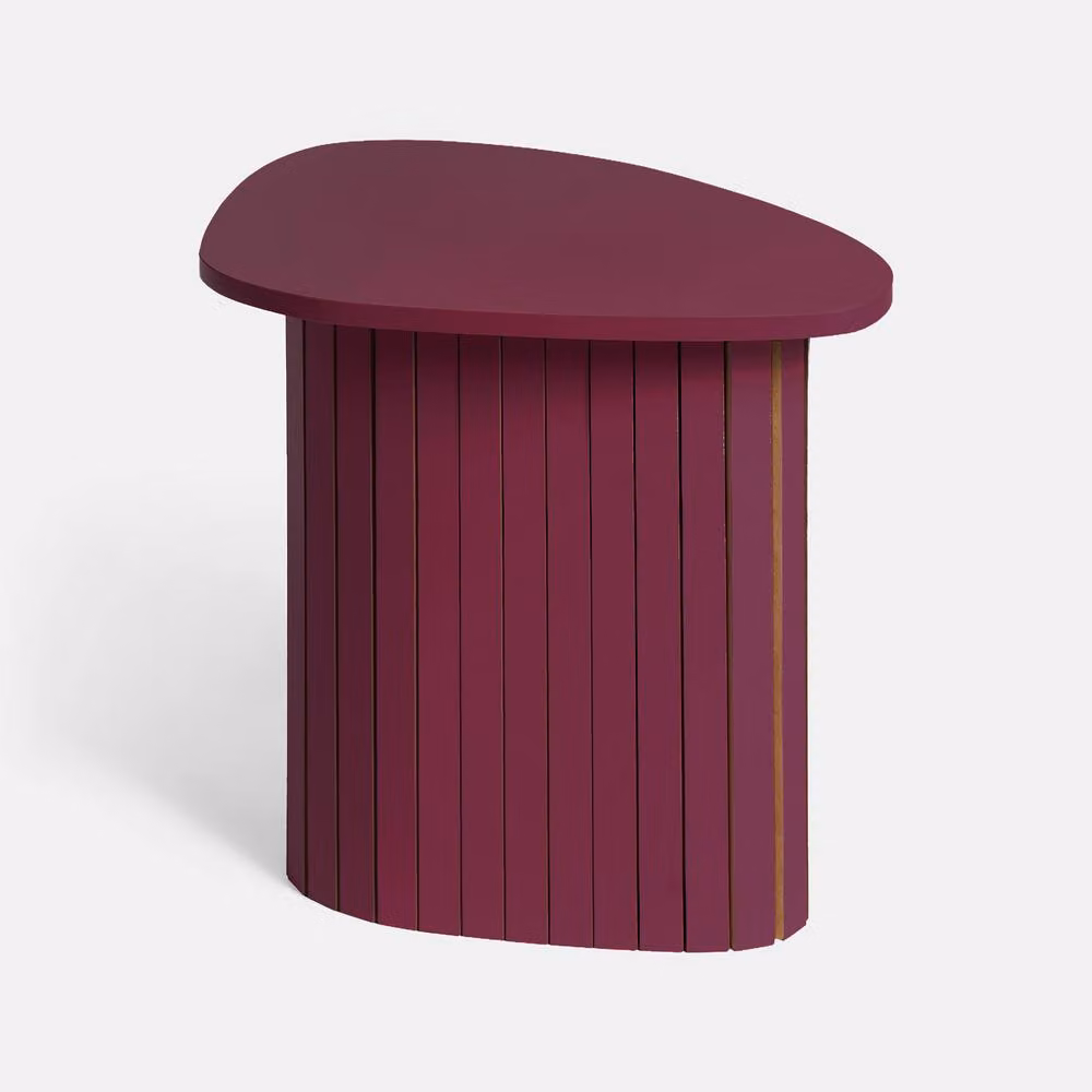 OHS Madison Ribbed Round Side Table in Dark Red – 2