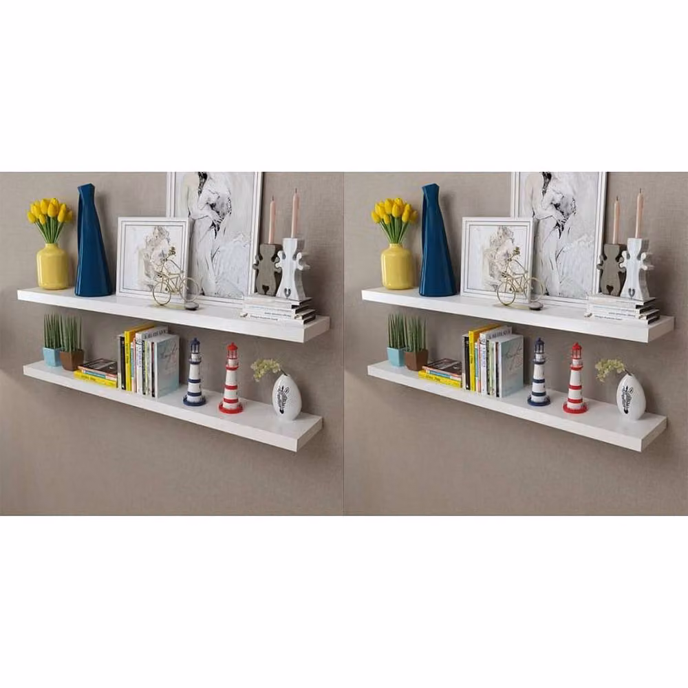 Berkfield Home Wall Mounted MDF Shelves, 4 Piece Set, White, Width: 120 cm – 2
