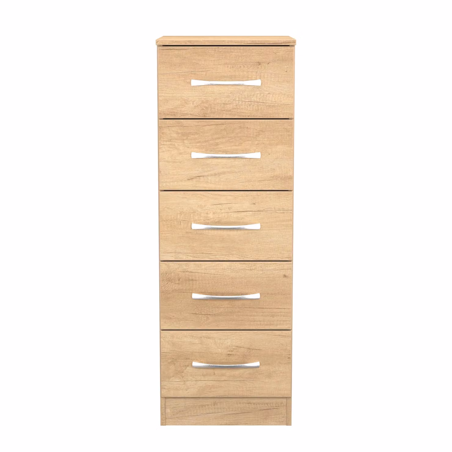2 U Hampshire 5 Drawer Tall Bedside Chest in Light Brown – 2
