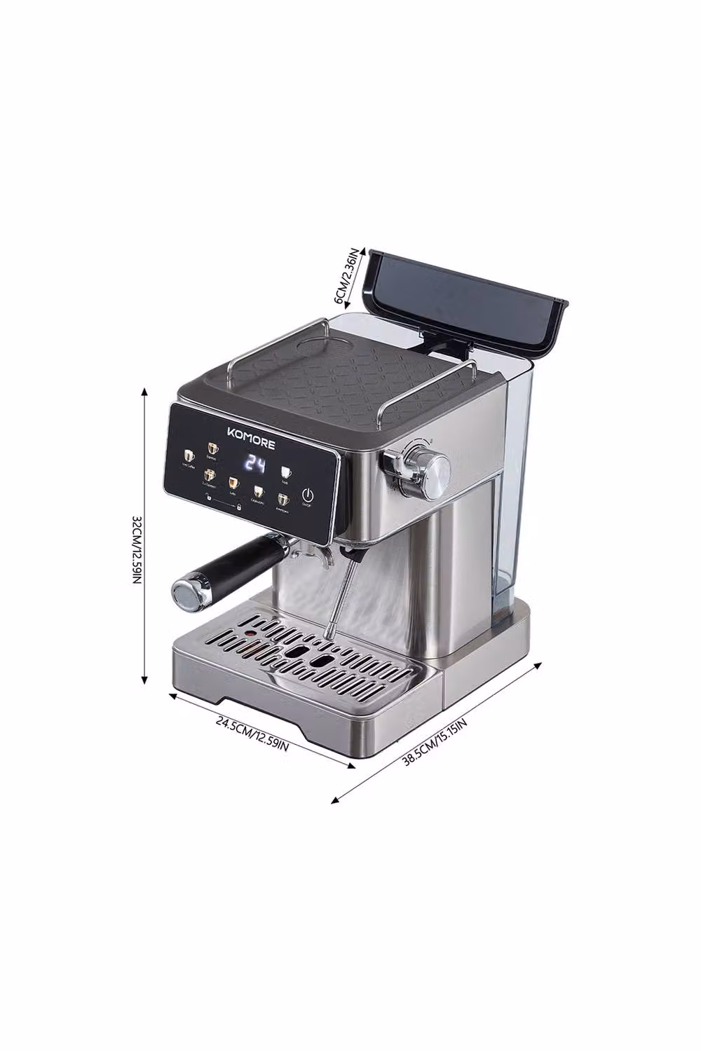 Living and Home Espresso Machine with Milk Frother and Touch Display in Silver – 6