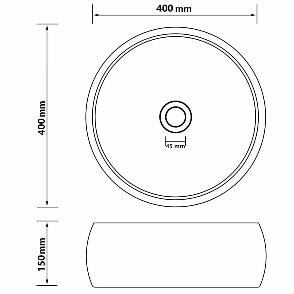 Berkfield Home Luxury Round Ceramic Wash Basin in Matt Dark Brown, W: 40 cm, H: 15 cm, D: 15 cm – 4