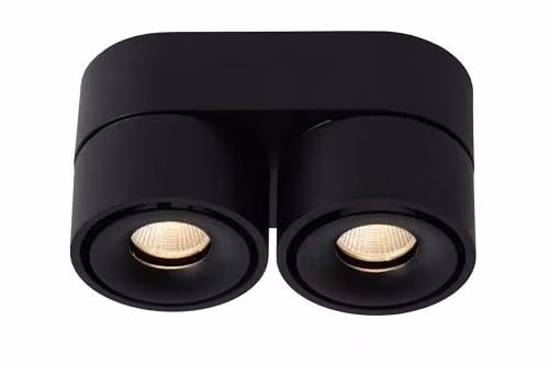Lucide Yumiko Dimmable and Adjustable Surface Mounted LED Ceiling Spotlight in Black