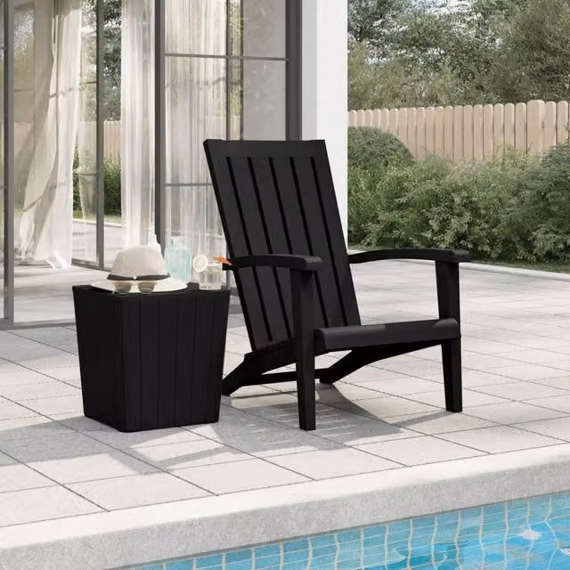 Berkfield Home Garden Adirondack Chair in Black Polypropylene