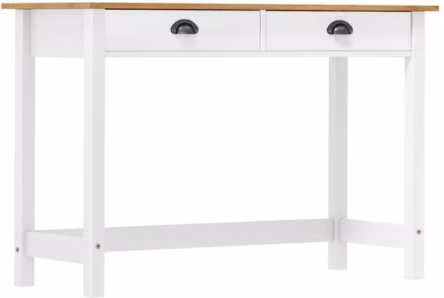 Berkfield Home Hill Console Table with 2 Drawers in White Solid Pine Wood, W/D/H: 110 x 45 x 74 cm – 1