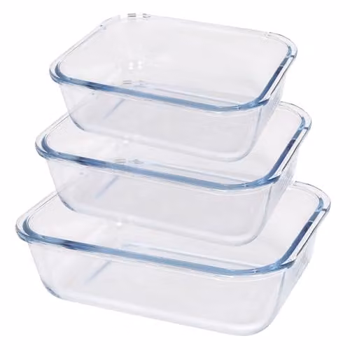 Argon Tableware 3-Piece Rectangular Transparent Glass Cake Dish Set – 1