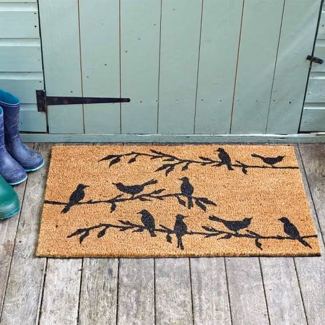 Garden Mile Coir Bird Song Door Mat in Brown and Black