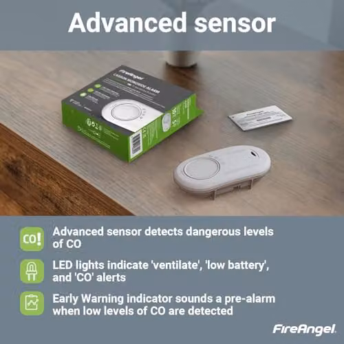 FireAngel FA3820 Portable Carbon Monoxide Detector in White with 10 Year Battery – 3