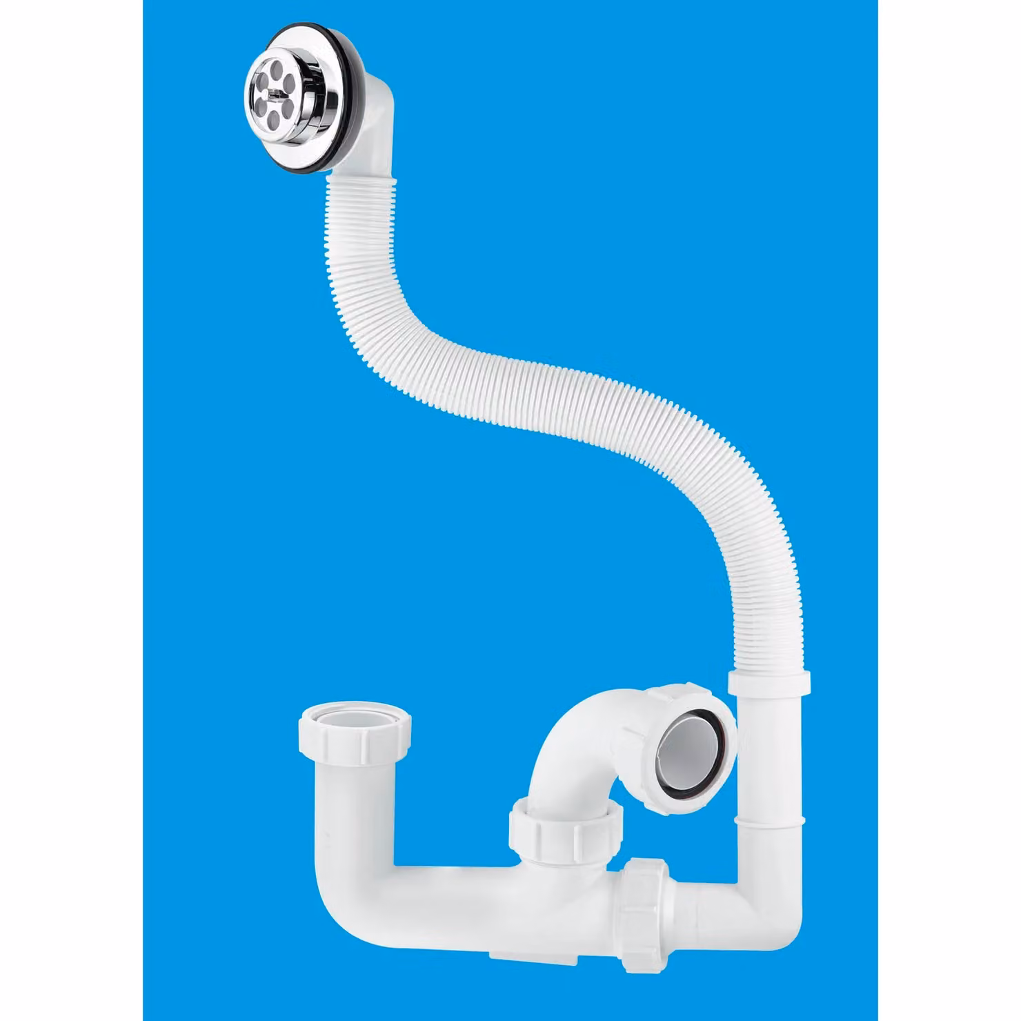 McAlpine 1.5 inch x 75mm Plastic Bath Trap with Flexible Overflow in White and Silver – 2