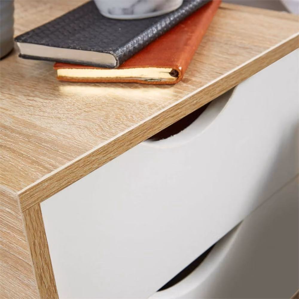 FORGEVIO Boden 2 Drawer Bedside Cabinet in Brown and White – 4