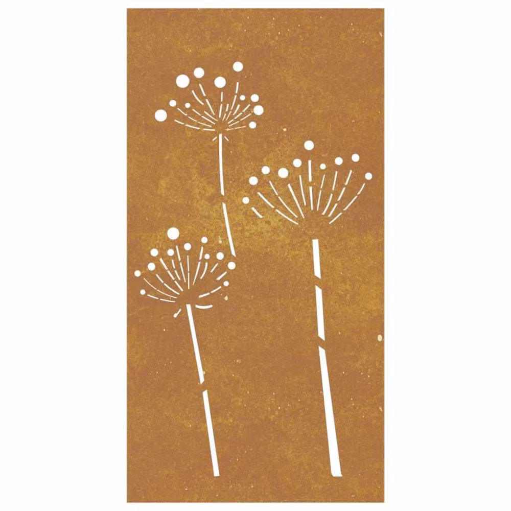 Berkfield Home Garden Brown Corten Steel Floral Wall Decoration, W: 105 cm, H: 55 cm – 3