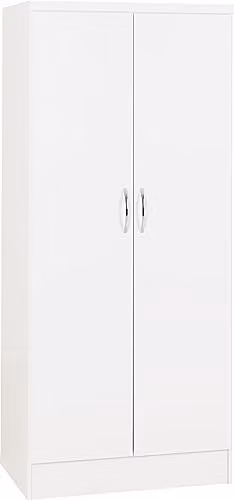 Seconique Nevada 2 Door All Hanging Wardrobe in White Gloss, H 182.5 cm x W 78 cm x D 52 cm
