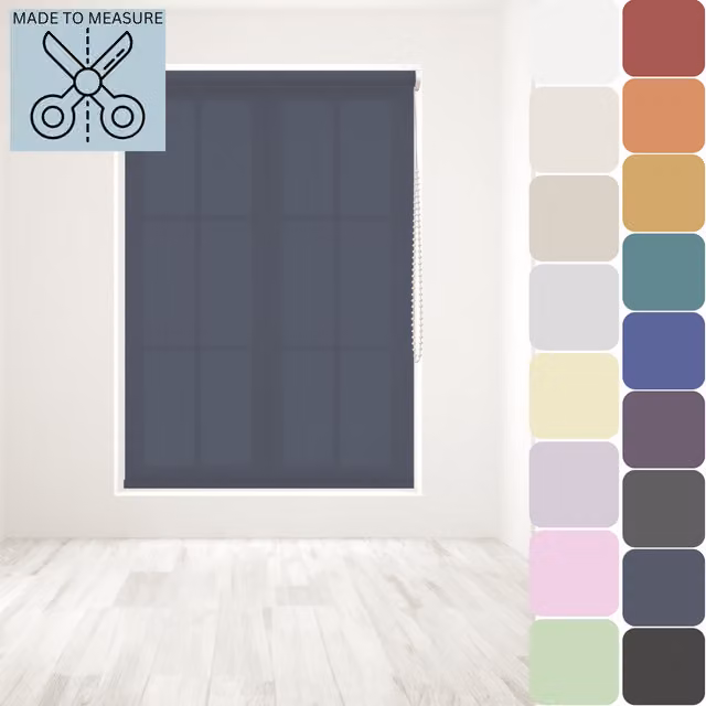 Caecus Made to Measure Straight Edge Opaque Roller Blind in Blue, Width: 150 cm