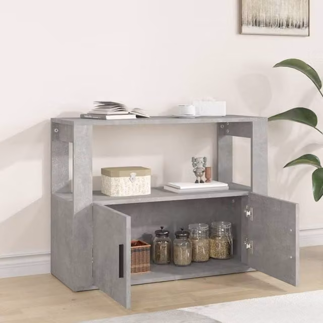 Berkfield Home Modern Sideboard in Concrete Grey, W/D/H: 80 x 30 x 60 cm – 1