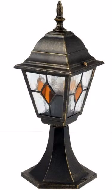 First Choice Lighting Morecambe IP44 LED Garden Post Light in Black and Brushed Gold – 1