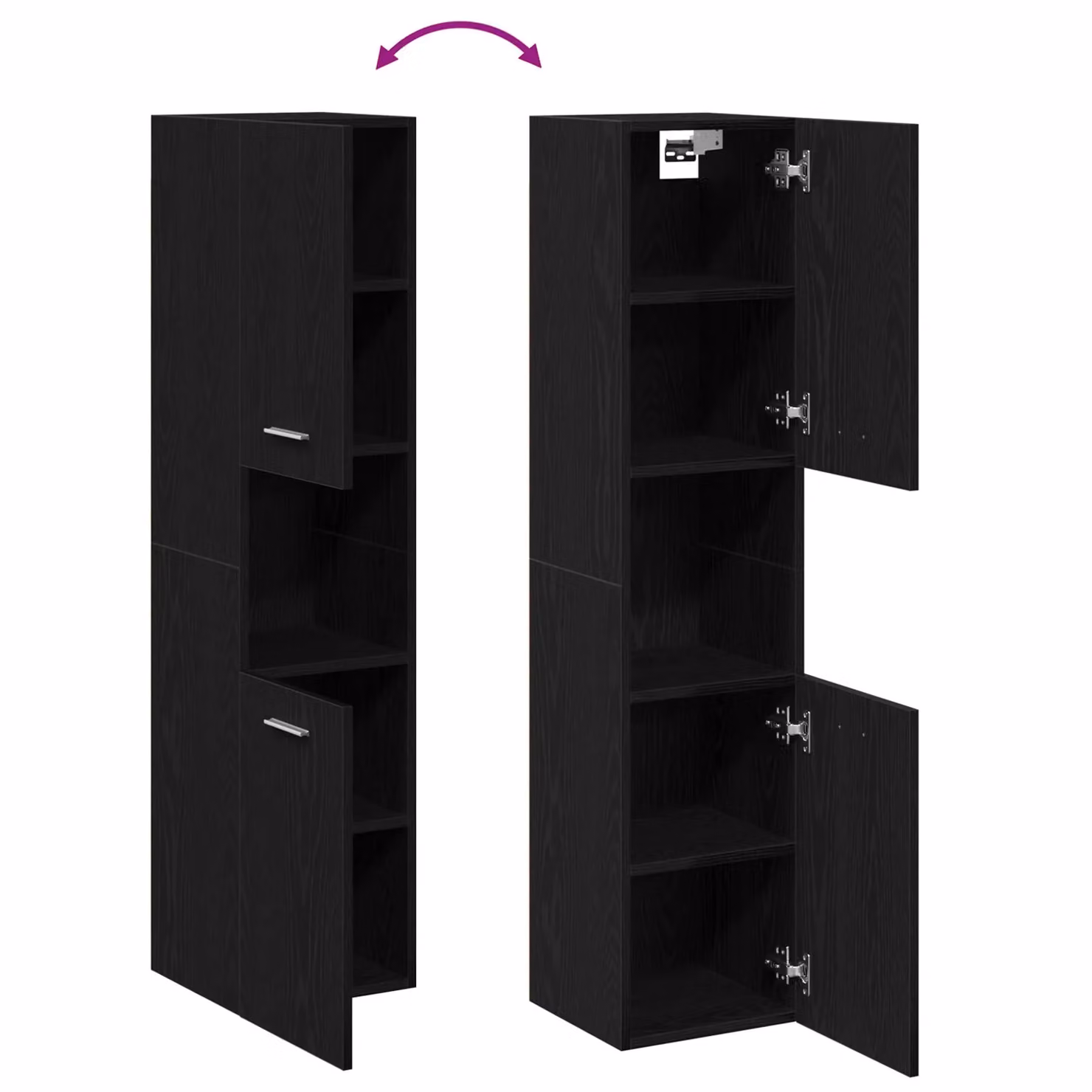 Berkfield Home Black Oak Bathroom Wall Cabinet, W/D/H: 30 x 30 x 130 cm – 3