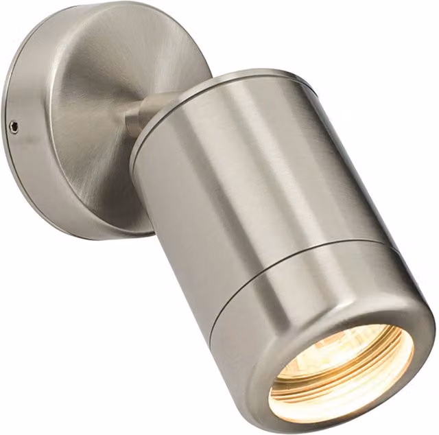 Loops Adjustable Outdoor IP65 LED Spotlight, 7W GU10, Silver Stainless Steel – 1